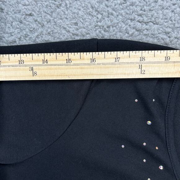 Quacker Factory Short Sleeve Pullover Shirt Black Blue Butterflies Size XS - Picture 6 of 8